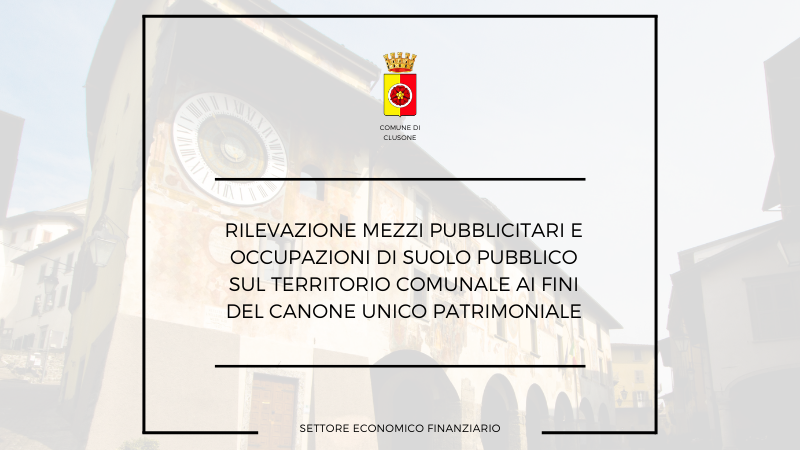 Rilevazione mezzi pubblicitari e occupazioni di suolo pubblico sul territorio comunale