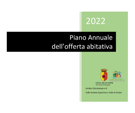 Piano annuale dell’offerta abitativa 2022
