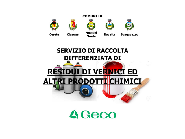 Raccolta differenziata di residui di vernici ed altri prodotti chimici